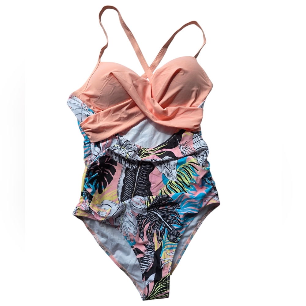 NWOT Tropical Peach Kids One Piece Swimsuit
